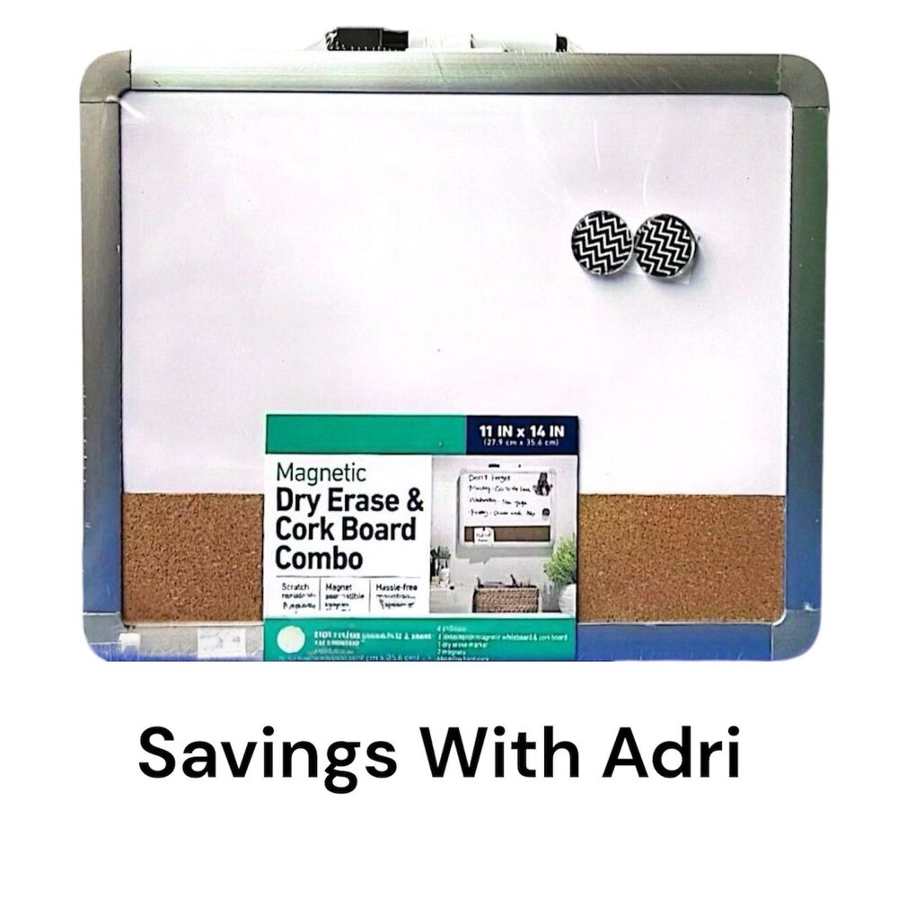 Wexford Magnetic Dry erase & Corkboard Combo 11”x14” Scratch Resistant NEW